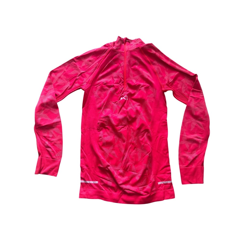 Kari Traa Womens Quarter Zip Long Sleeve Pink Running Top Activewear size Medium